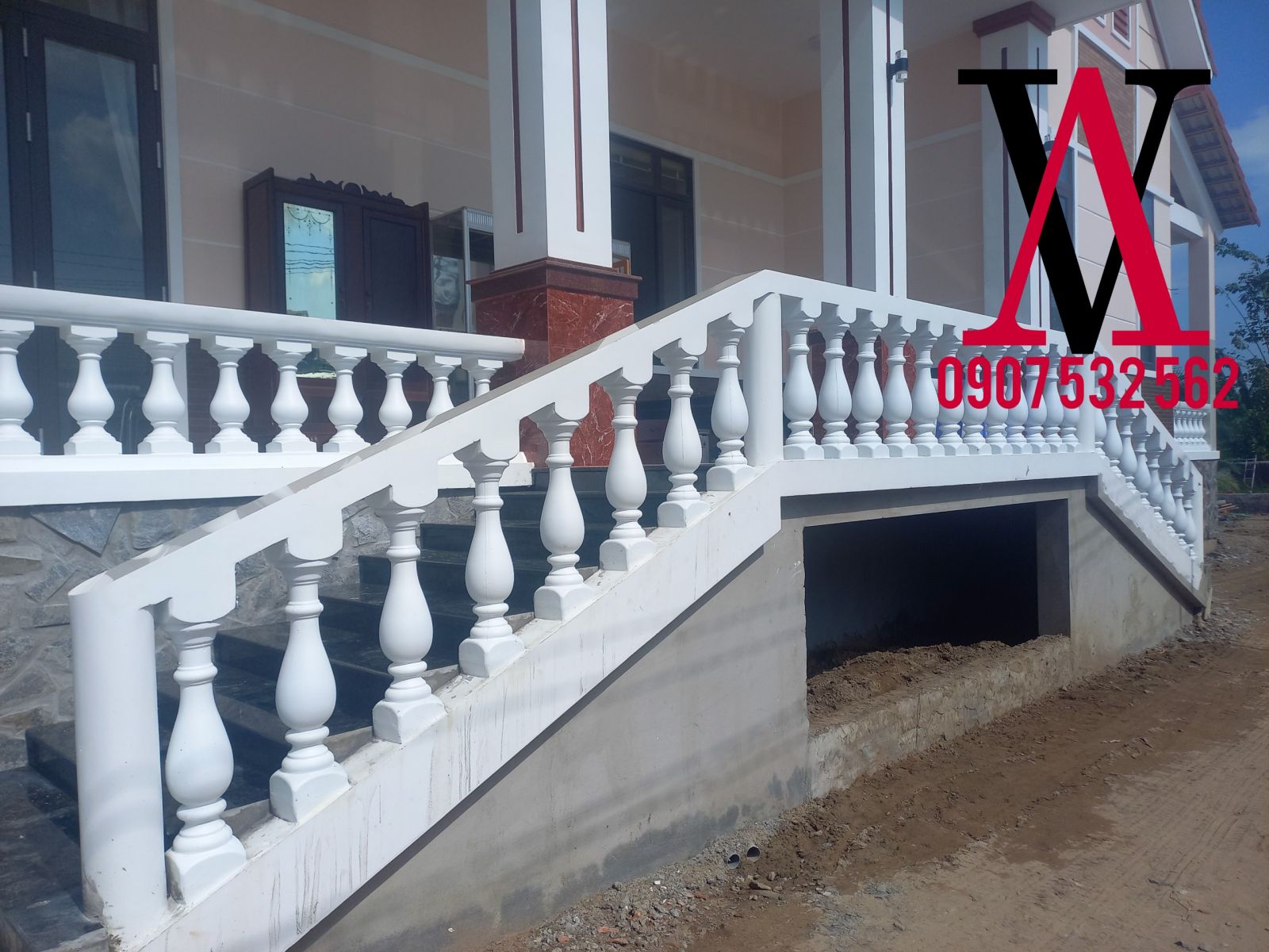 lan can bê tông quán cafe